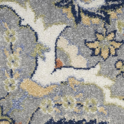 5' X 7' Green and Ivory Floral Power Loom Area Rug