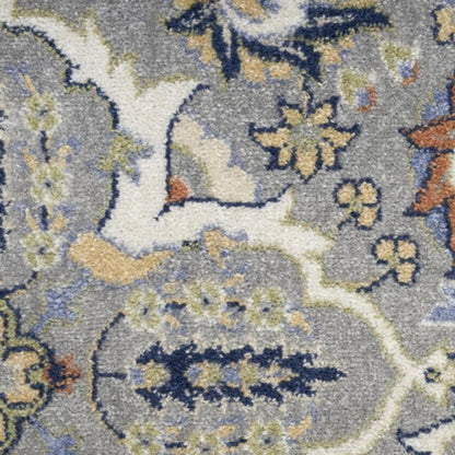 5' X 7' Green and Ivory Floral Power Loom Area Rug
