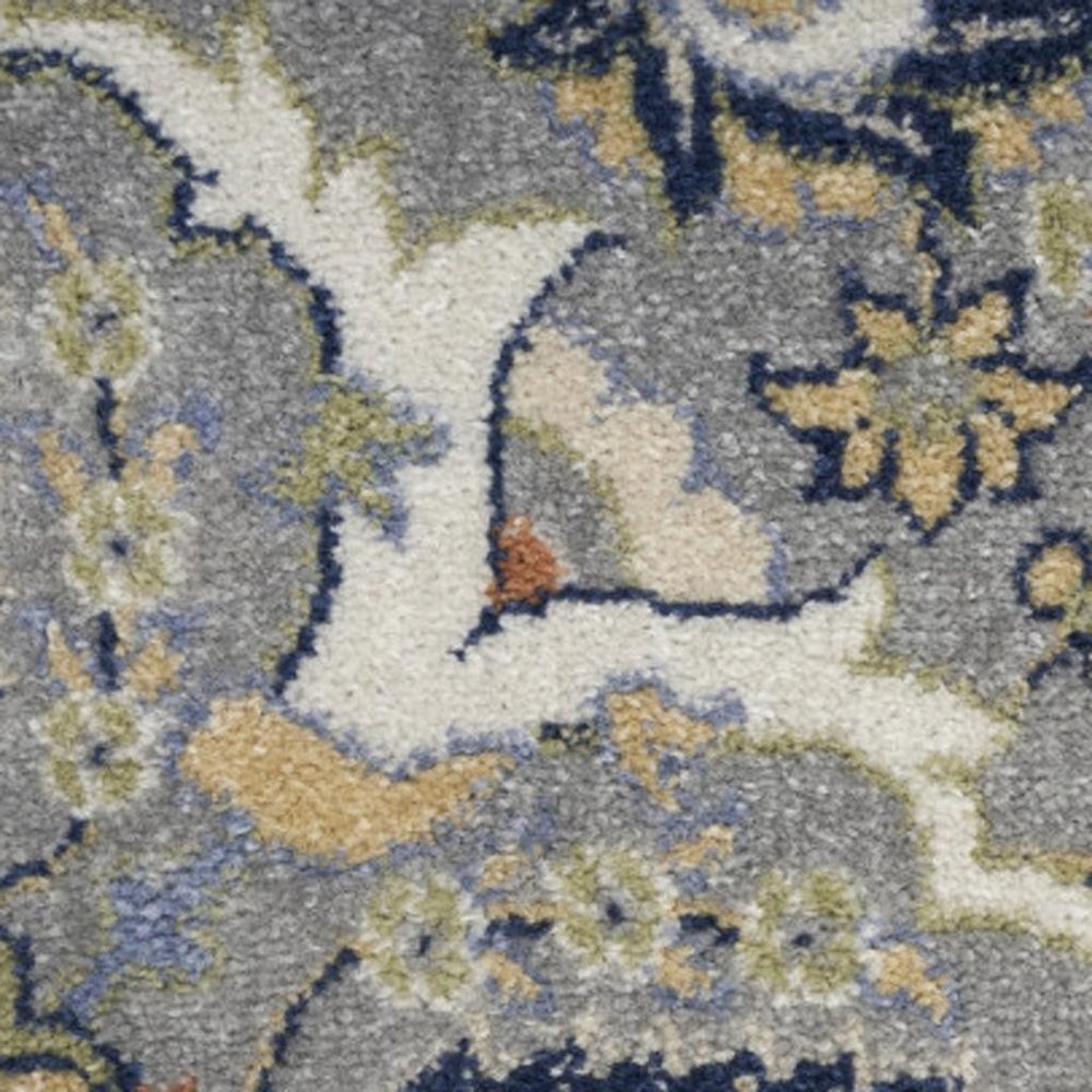 6' X 9' Green and Ivory Floral Power Loom Area Rug