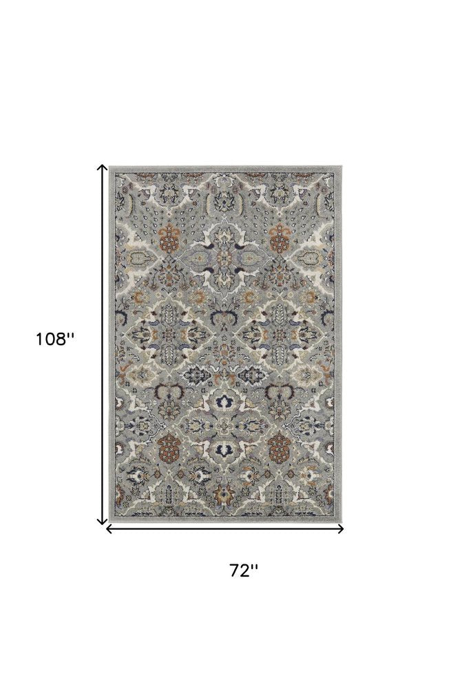 6' X 9' Green and Ivory Floral Power Loom Area Rug