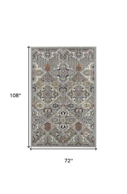 6' X 9' Green and Ivory Floral Power Loom Area Rug