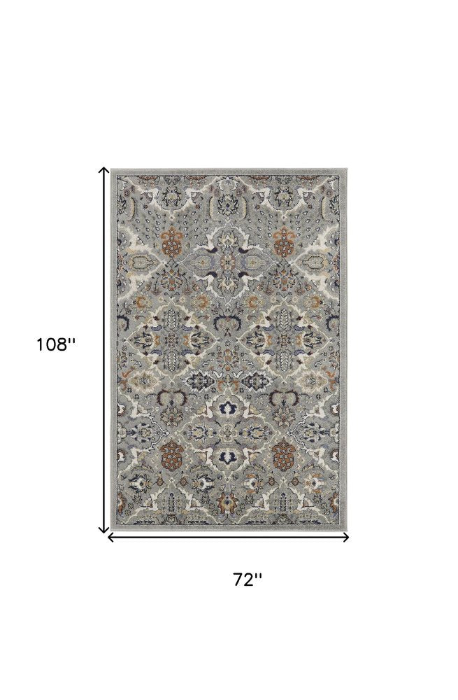 6' X 9' Green and Ivory Floral Power Loom Area Rug