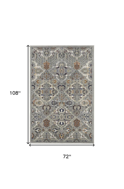 6' X 9' Green and Ivory Floral Power Loom Area Rug