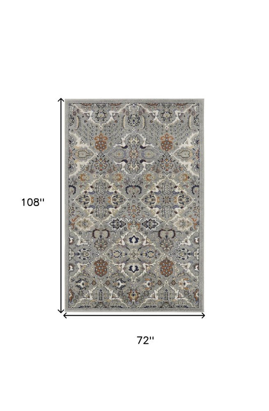 6' X 9' Green and Ivory Floral Power Loom Area Rug
