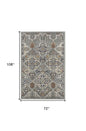 6' X 9' Green and Ivory Floral Power Loom Area Rug