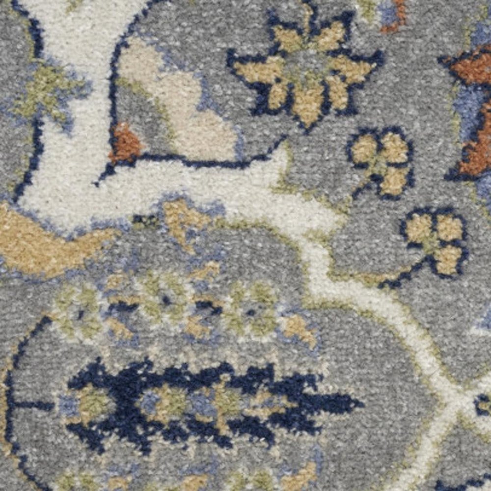 7' X 10' Green and Ivory Floral Power Loom Area Rug