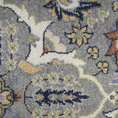 7' X 10' Green and Ivory Floral Power Loom Area Rug