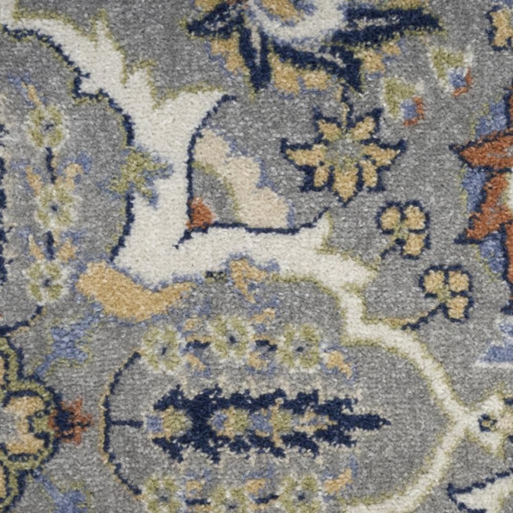 7' X 10' Green and Ivory Floral Power Loom Area Rug