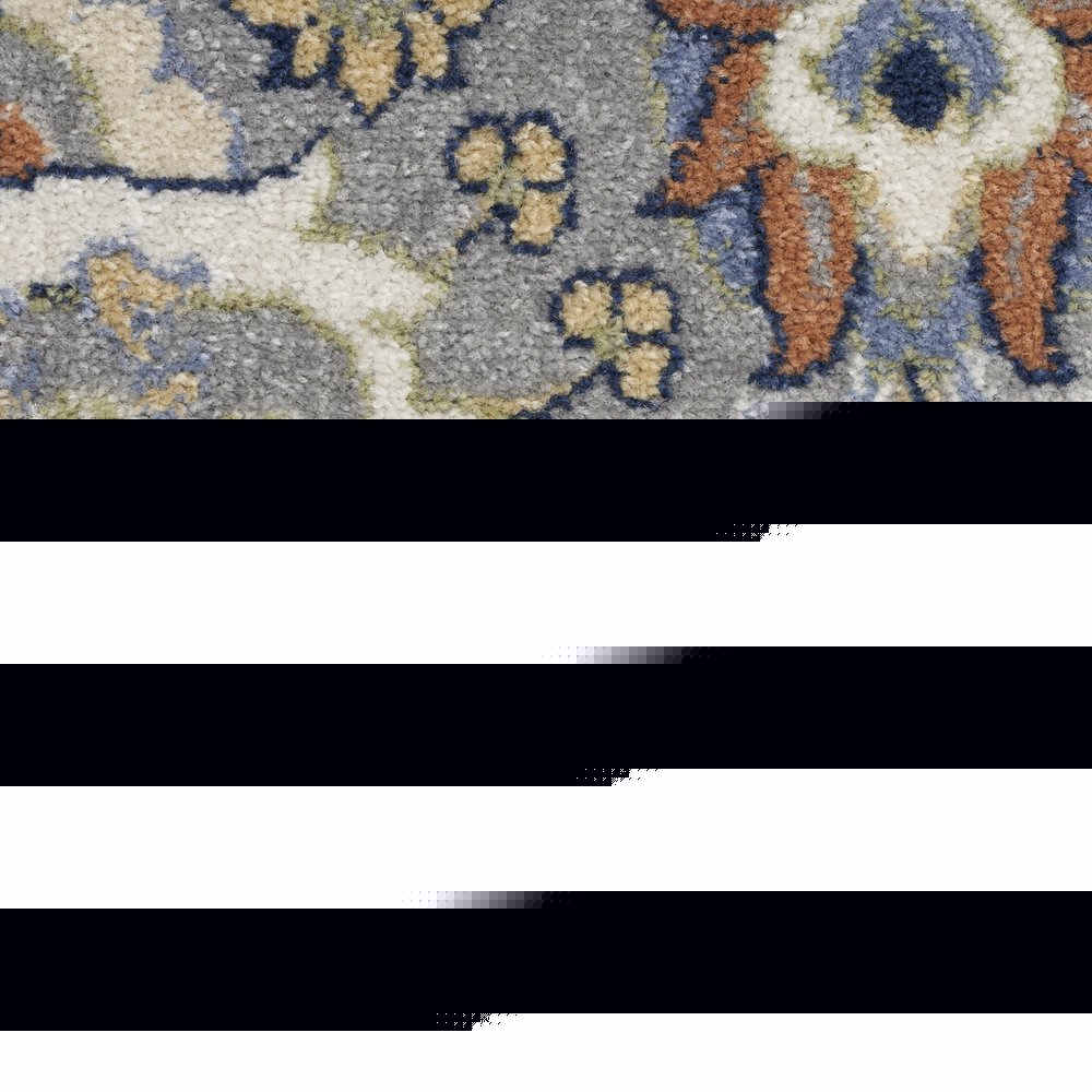 7' X 10' Green and Ivory Floral Power Loom Area Rug