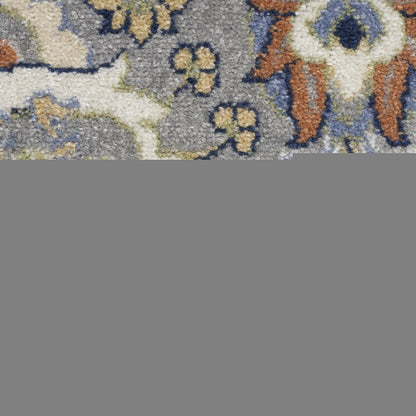 7' X 10' Green and Ivory Floral Power Loom Area Rug