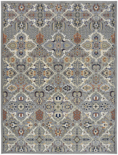 7' X 10' Green and Ivory Floral Power Loom Area Rug