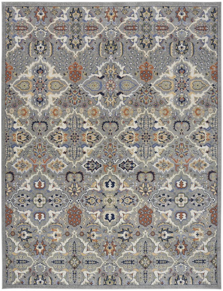 7' X 10' Green and Ivory Floral Power Loom Area Rug