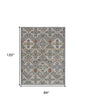7' X 10' Green and Ivory Floral Power Loom Area Rug