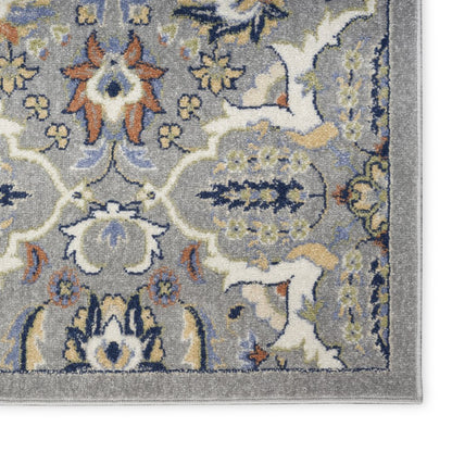 8' Green and Ivory Floral Power Loom Runner Rug