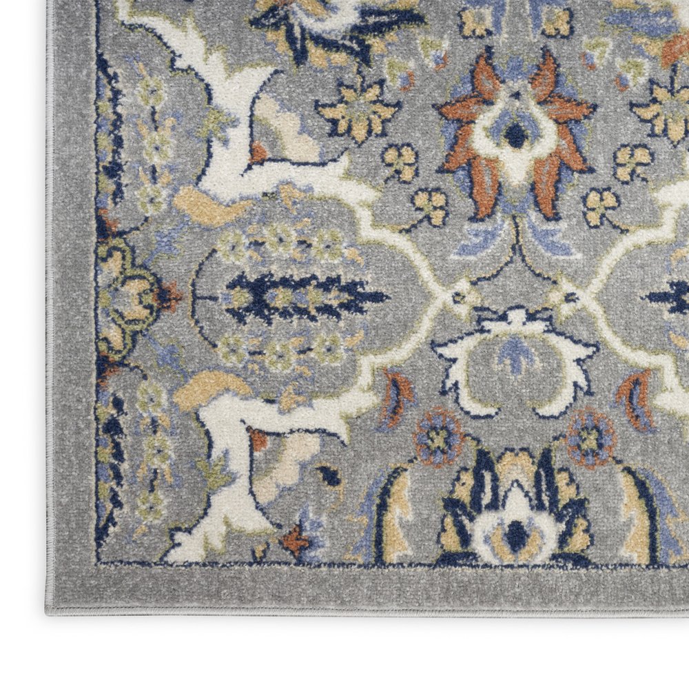8' Green and Ivory Floral Power Loom Runner Rug