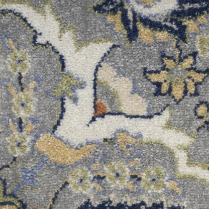9' X 12' Green and Ivory Floral Power Loom Area Rug