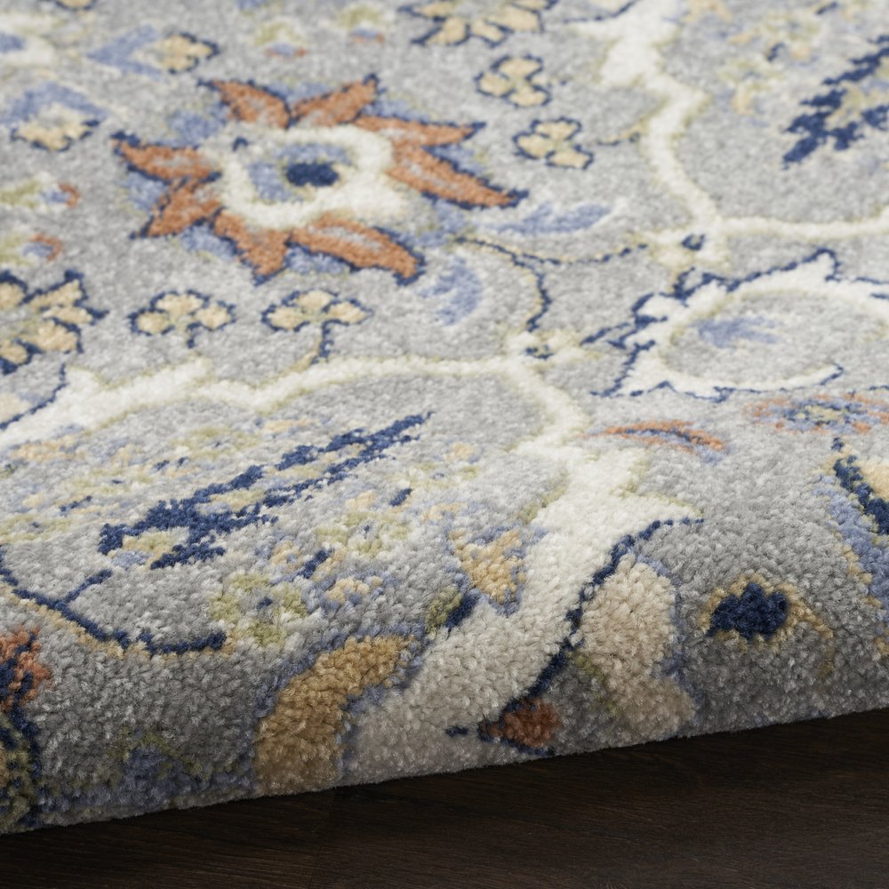 8' X 10' Green and Ivory Floral Power Loom Area Rug