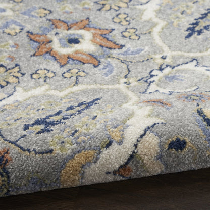 8' X 10' Green and Ivory Floral Power Loom Area Rug