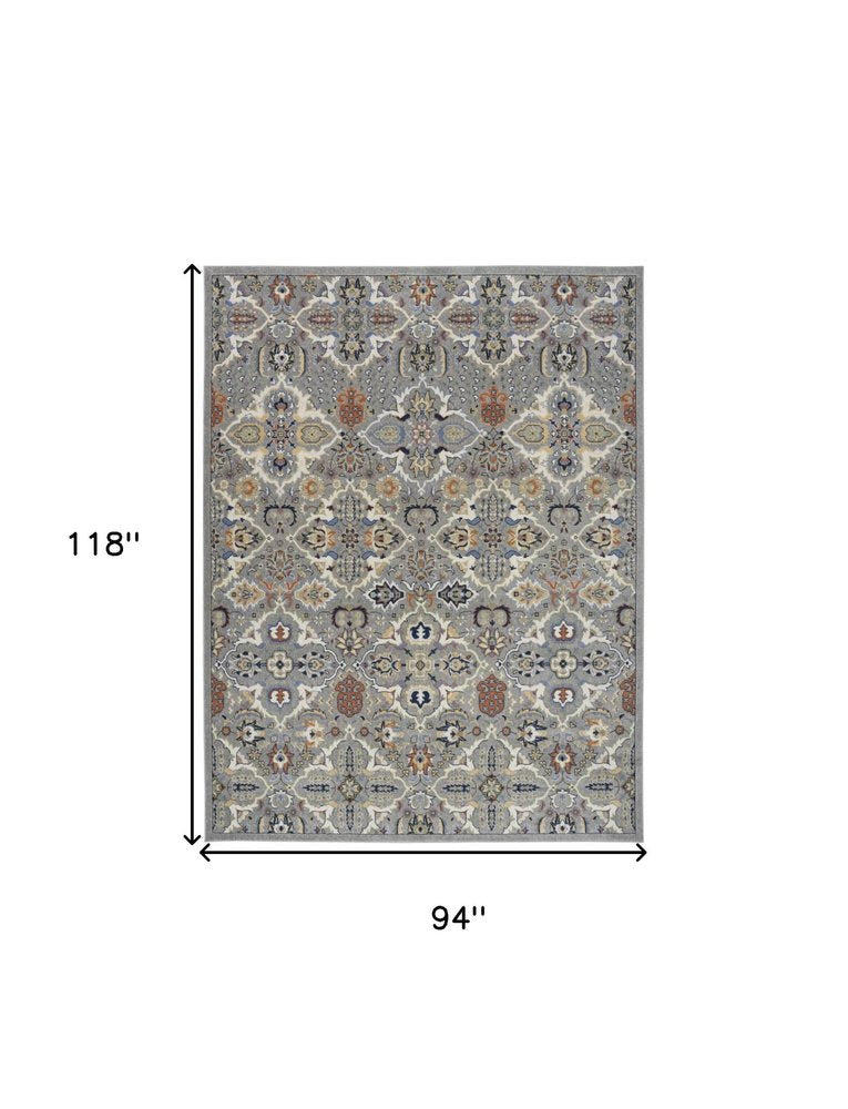 8' X 10' Green and Ivory Floral Power Loom Area Rug