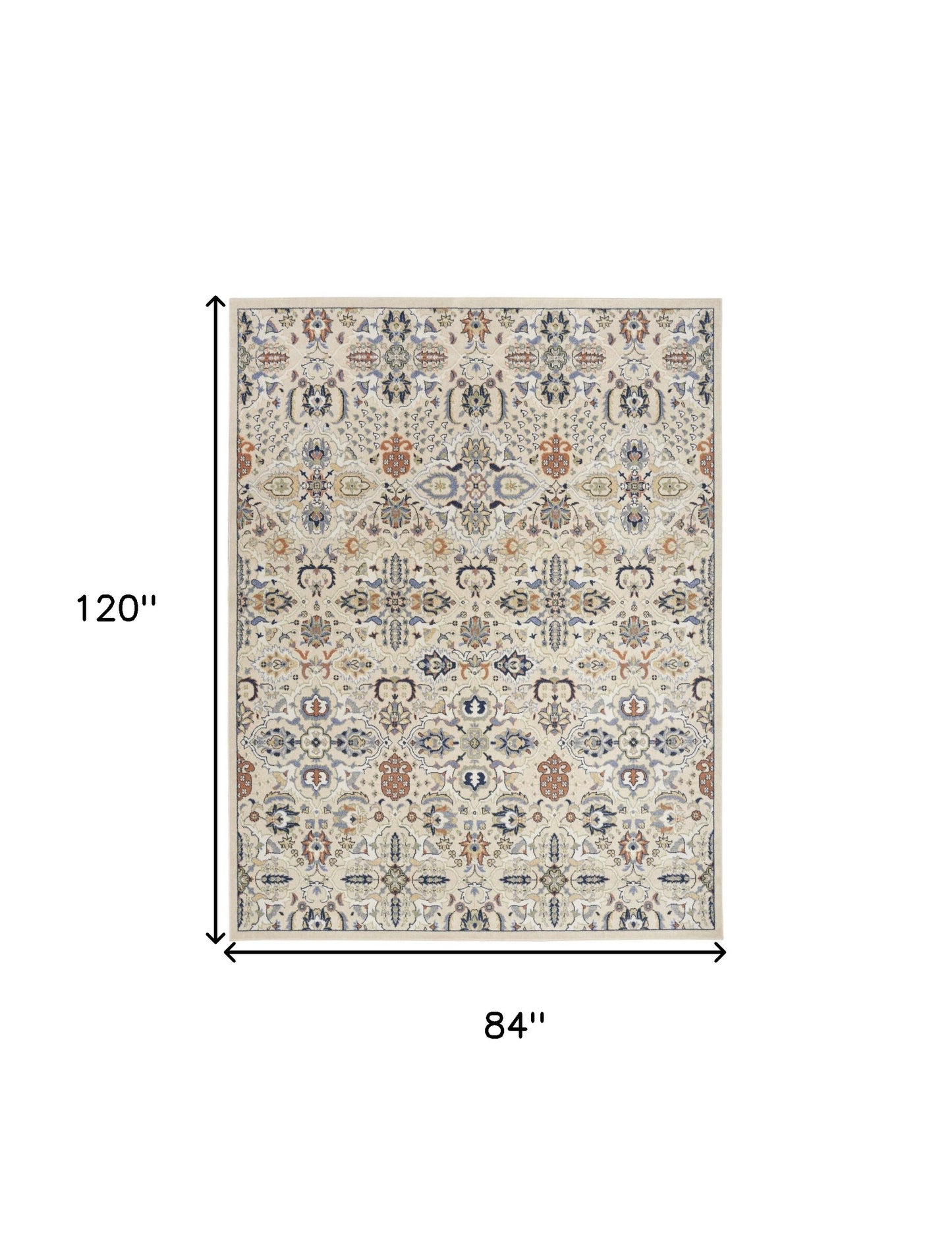 7' X 10' Green and Ivory Floral Power Loom Area Rug