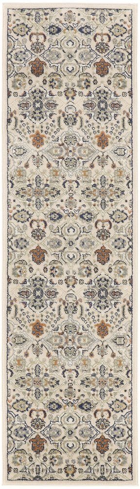 8' Green and Ivory Floral Power Loom Runner Rug