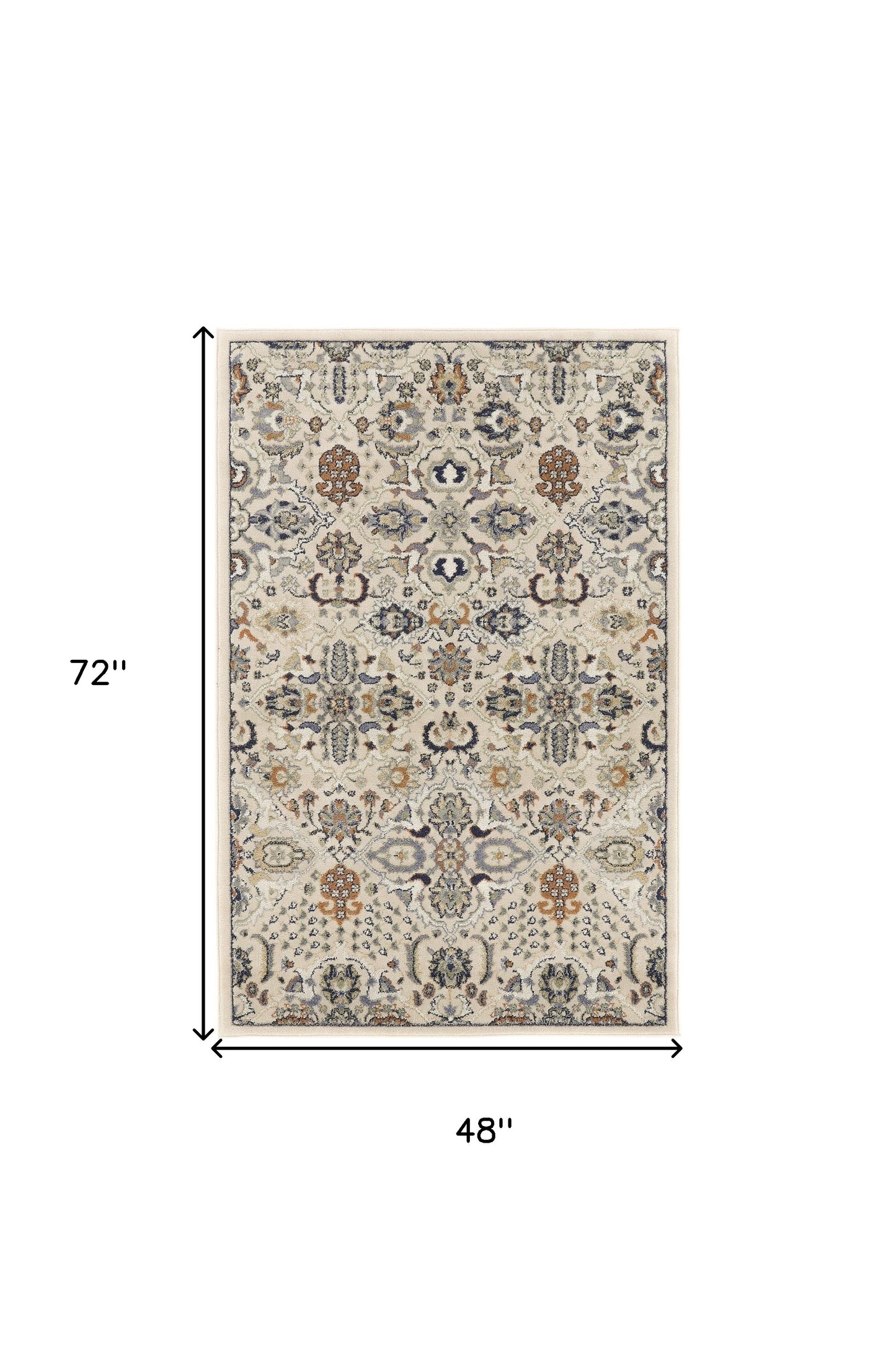 4' X 6' Green and Ivory Floral Power Loom Area Rug