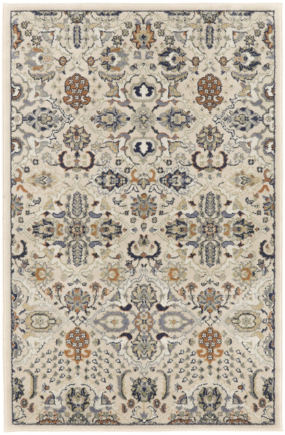 6' X 9' Green and Ivory Floral Power Loom Area Rug