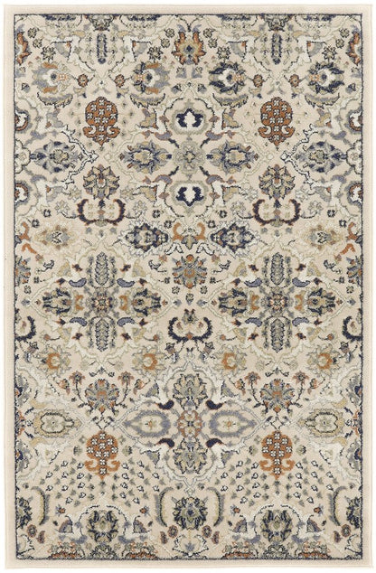 6' X 9' Green and Ivory Floral Power Loom Area Rug