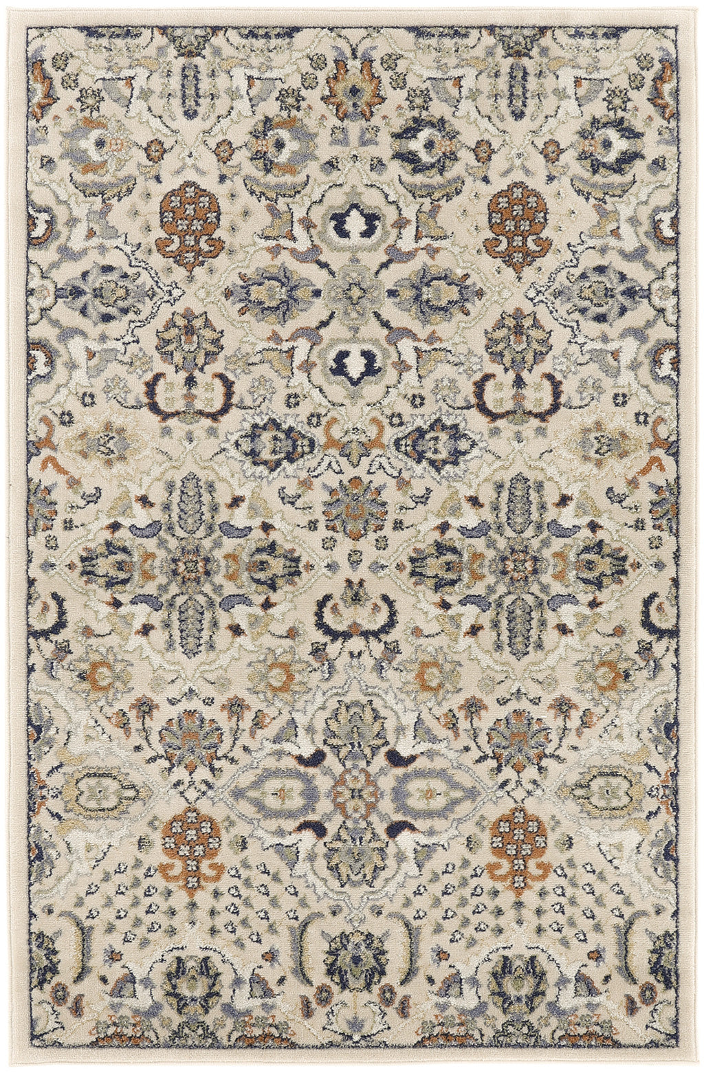 5' X 7' Green and Ivory Floral Power Loom Area Rug