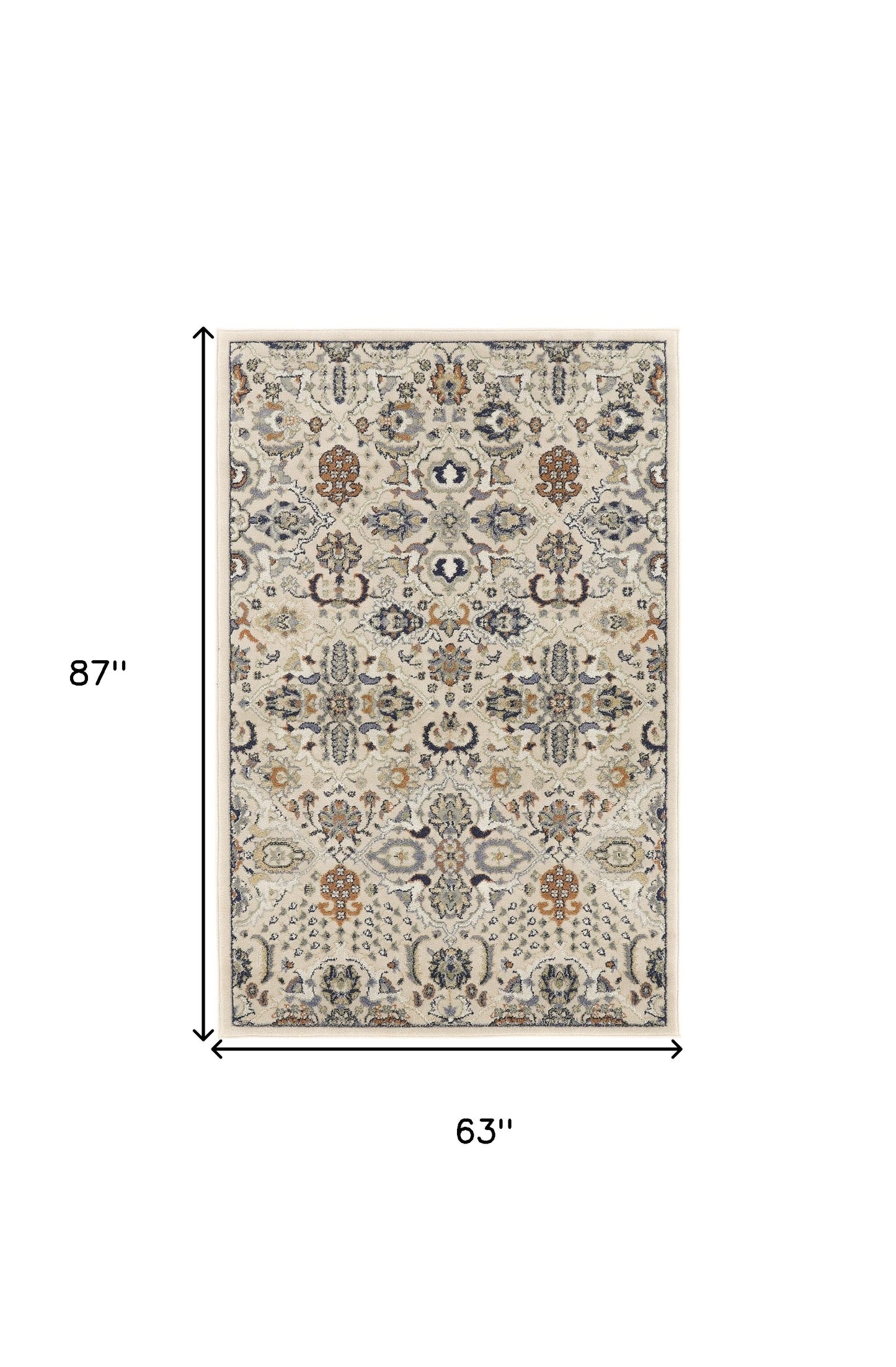 5' X 7' Green and Ivory Floral Power Loom Area Rug