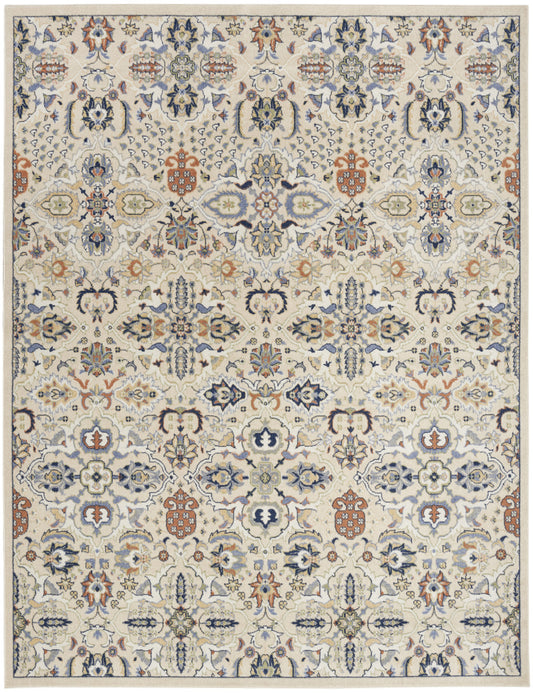 8' X 10' Green and Ivory Floral Power Loom Area Rug