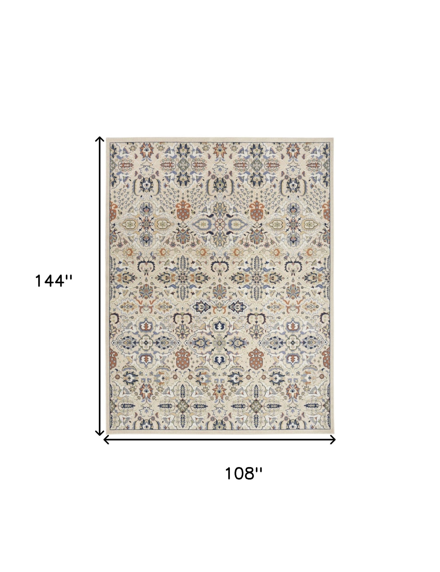 9' X 12' Green and Ivory Floral Power Loom Area Rug