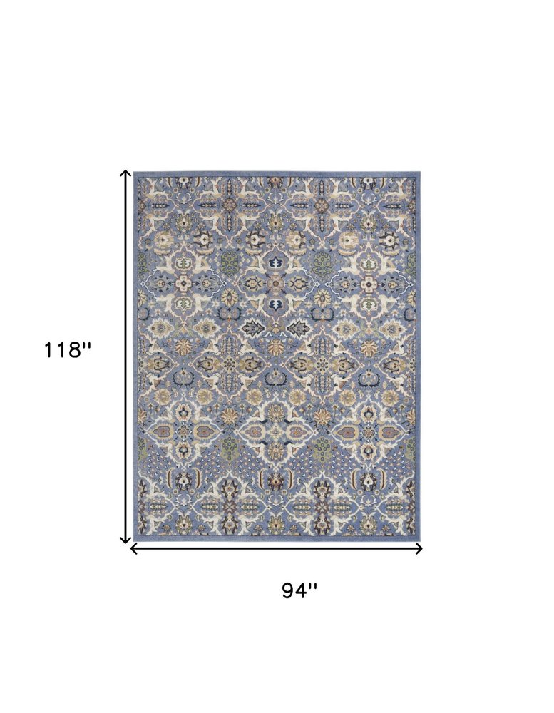 8' X 10' Green and Ivory Floral Power Loom Area Rug