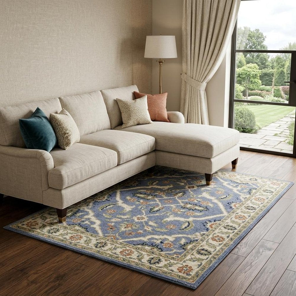 9' X 12' Green and Ivory Floral Power Loom Area Rug