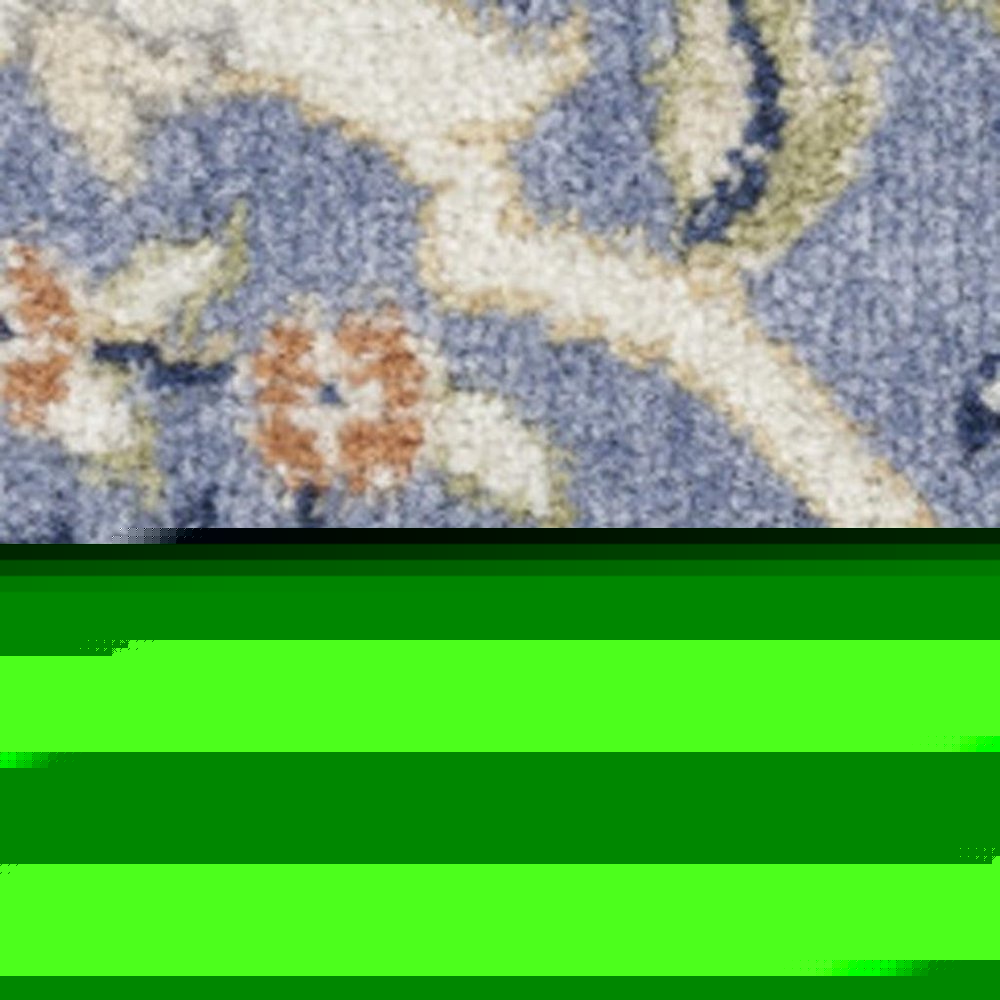7' X 10' Green and Ivory Floral Power Loom Area Rug