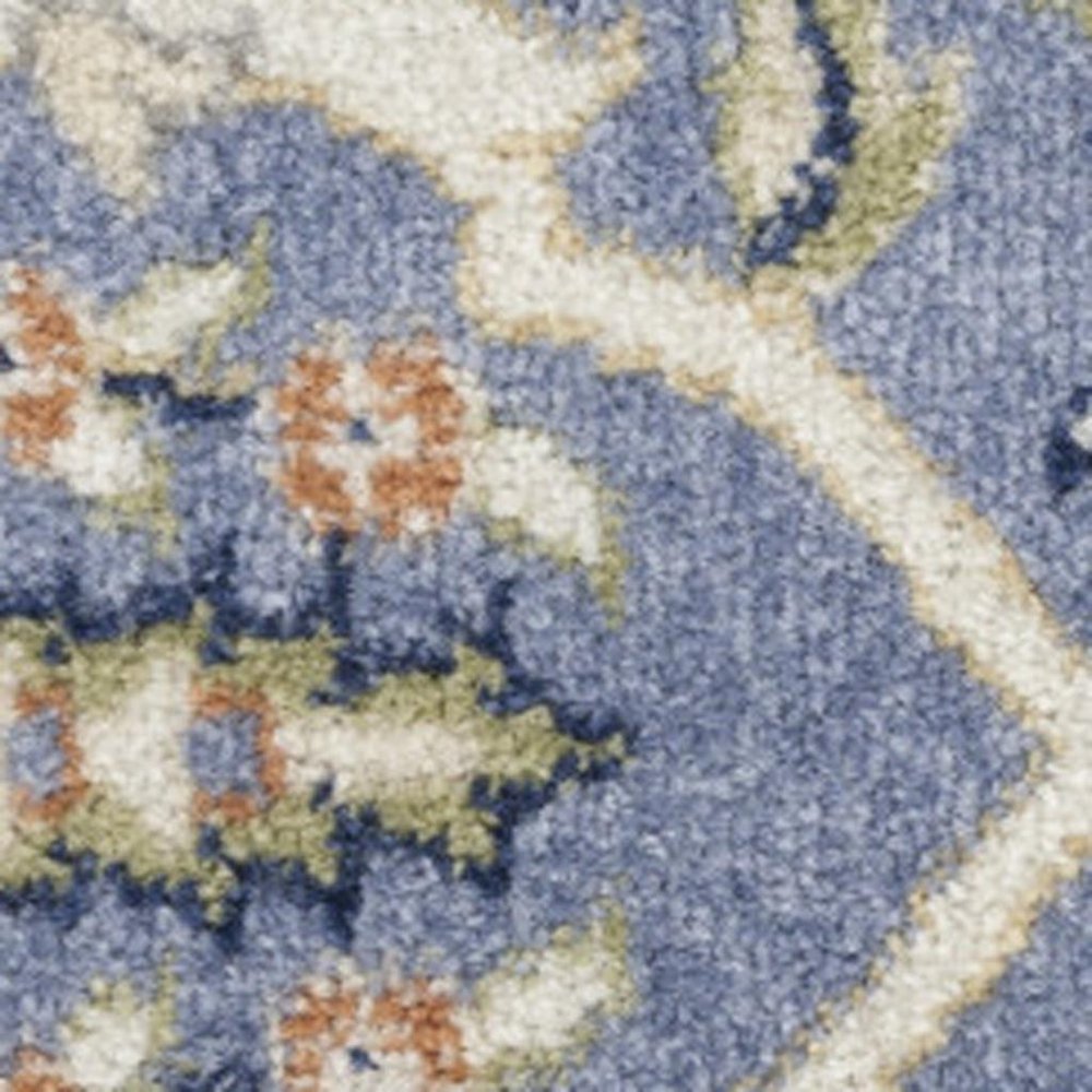 7' X 10' Green and Ivory Floral Power Loom Area Rug