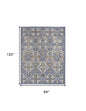 7' X 10' Green and Ivory Floral Power Loom Area Rug