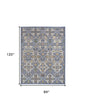 7' X 10' Green and Ivory Floral Power Loom Area Rug
