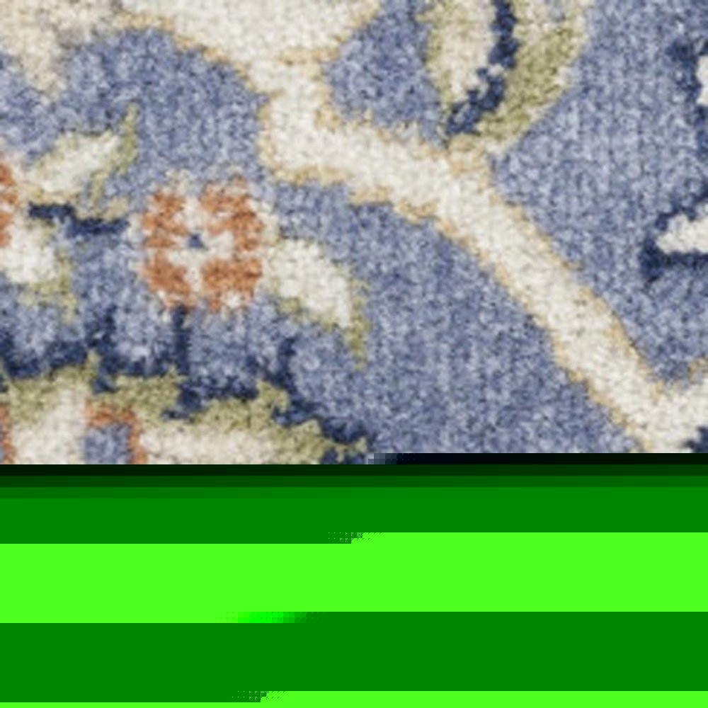 6' X 9' Green and Ivory Floral Power Loom Area Rug