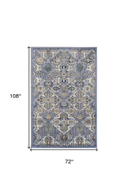 6' X 9' Green and Ivory Floral Power Loom Area Rug