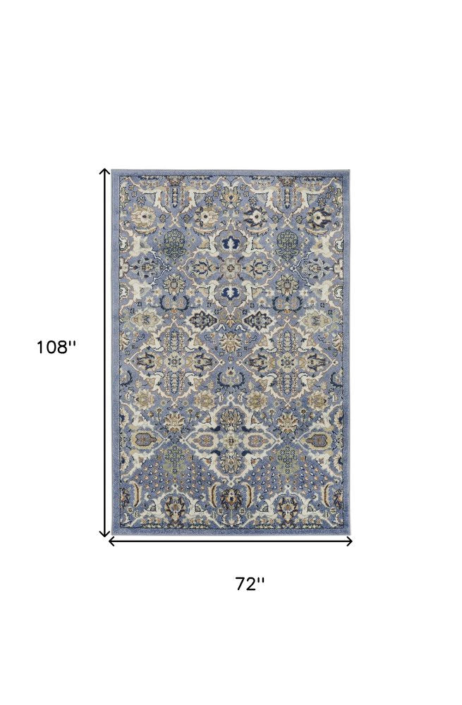 6' X 9' Green and Ivory Floral Power Loom Area Rug
