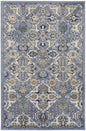 5' X 7' Green and Ivory Floral Power Loom Area Rug