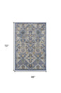 4' X 6' Green and Ivory Floral Power Loom Area Rug