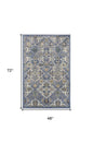 4' X 6' Green and Ivory Floral Power Loom Area Rug