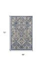 4' X 6' Green and Ivory Floral Power Loom Area Rug