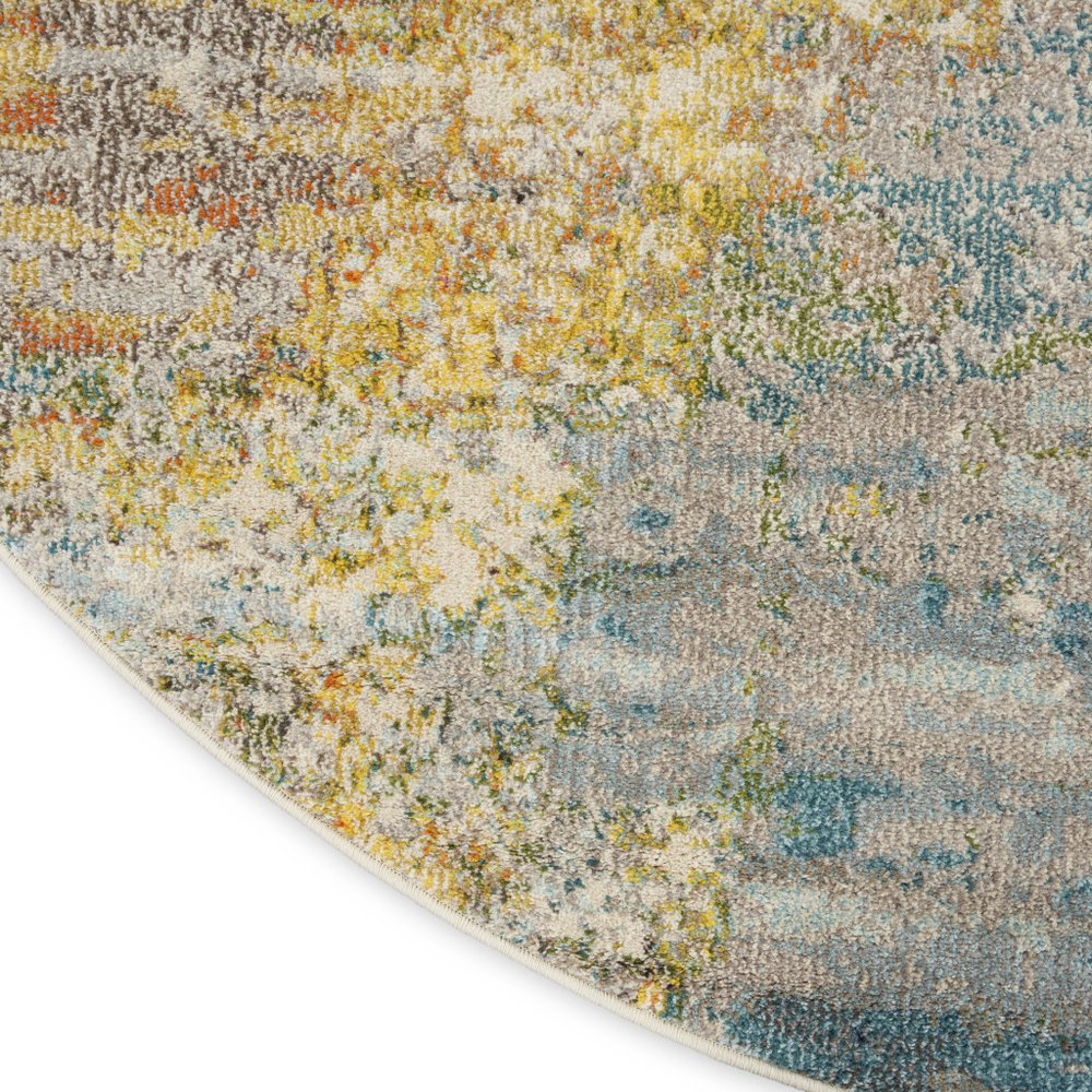 10' Green Round Abstract Power Loom Area Rug