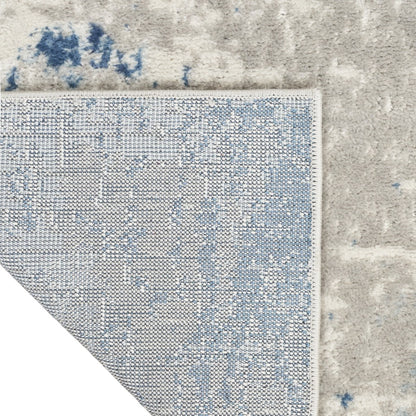 10' Blue and Gray Abstract Power Loom Runner Rug