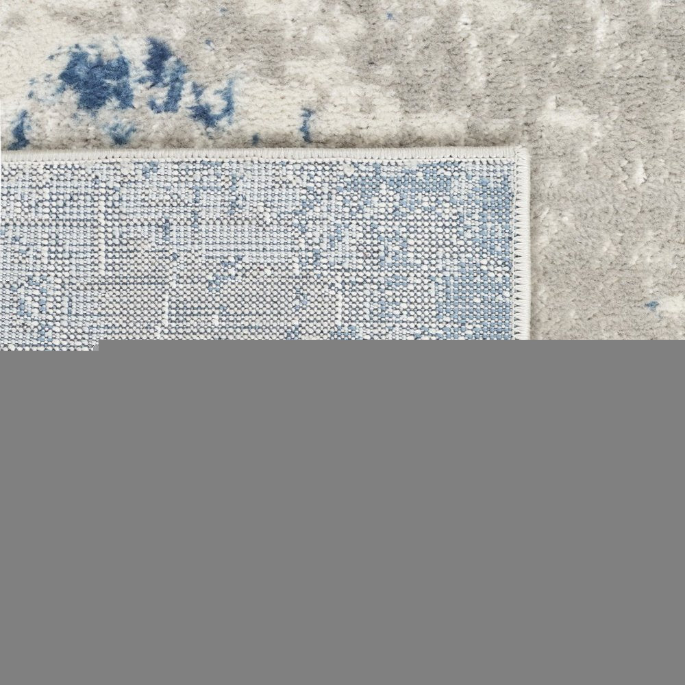 10' Blue and Gray Abstract Power Loom Runner Rug