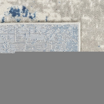10' Blue and Gray Abstract Power Loom Runner Rug