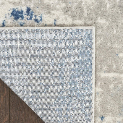 10' Blue and Gray Abstract Power Loom Runner Rug